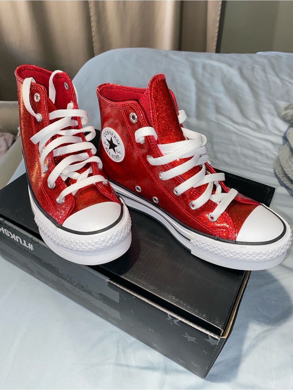 Converse Kids Red Glitter High-Top Sneakers